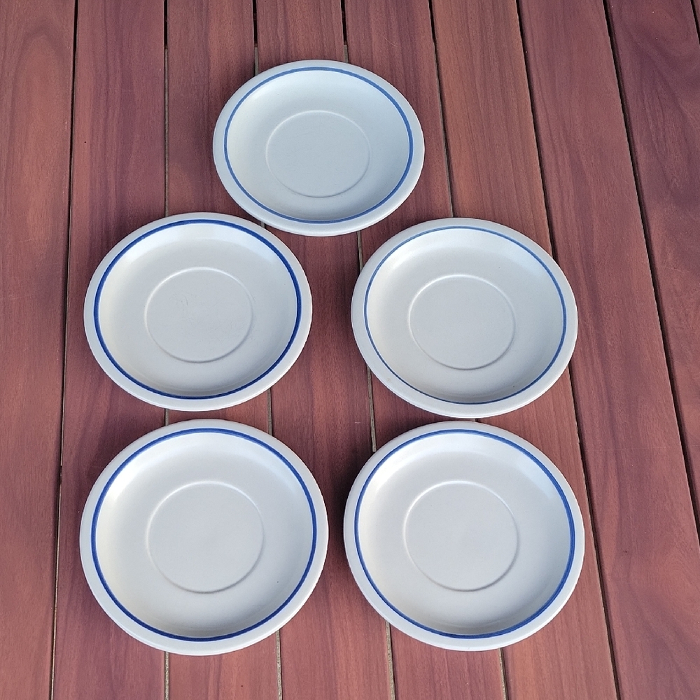 Pfaltzgraff Blue and White Ceramic Saucer Set